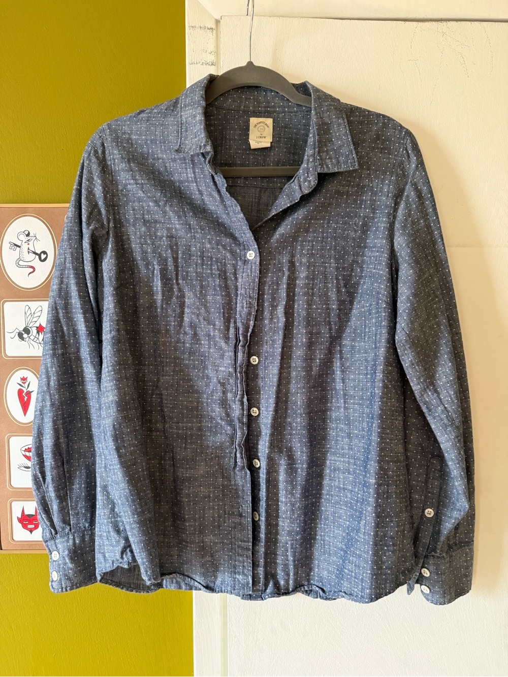 J. Crew Chambray Polka Dot Button-up Shirt